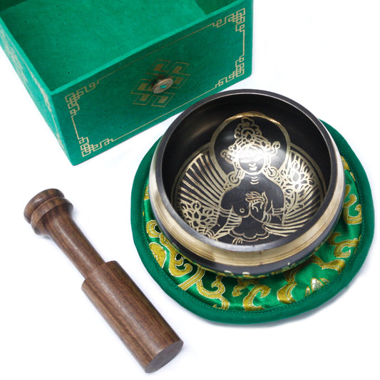 Ensemble de bols chantants tibétains - Tara verte 10 cm (min 400 g)