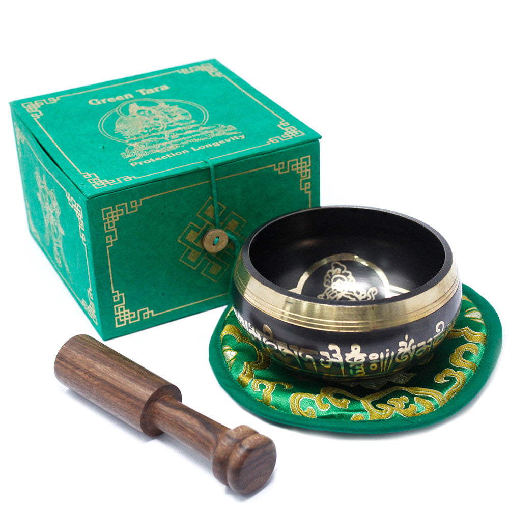 Ensemble de bols chantants tibétains - Tara verte 10 cm (min 400 g)