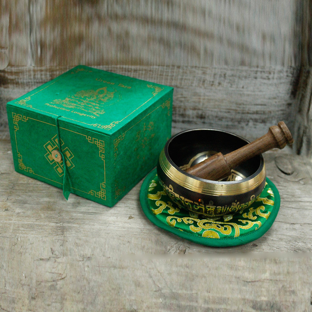 Ensemble de bols chantants tibétains - Tara verte 10 cm (min 400 g)
