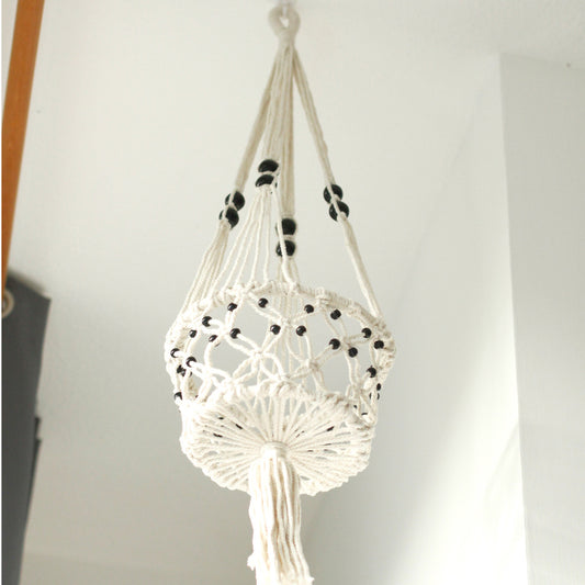 Jardinière en macramé - Grande avec perles