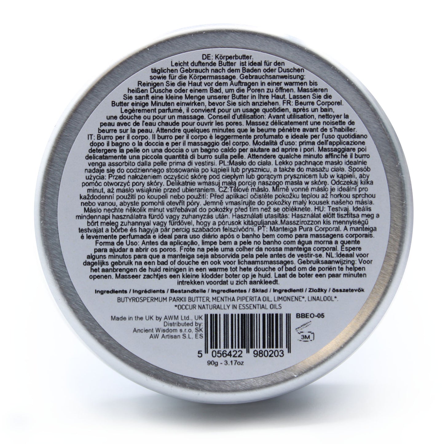 Beurre corporel aromathérapie au beurre de karité 90 g - Menthe