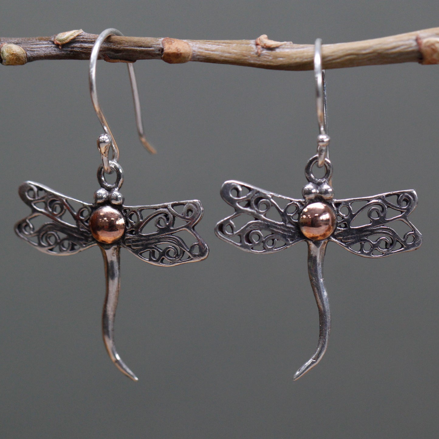 Boucles d'oreilles en argent et or - Libellules