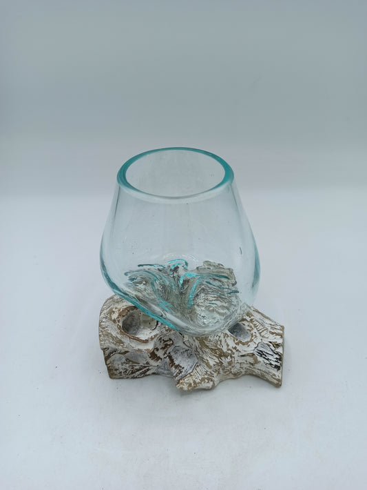 Verre fusionné sur bois blanchi - Petit bol