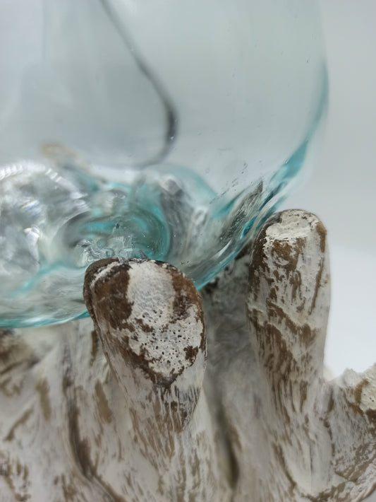 Verre fusionné sur bois blanchi - Bol moyen