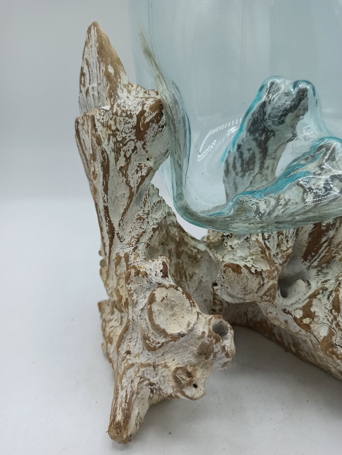 Verre fusionné sur bois blanchi - Grand bol