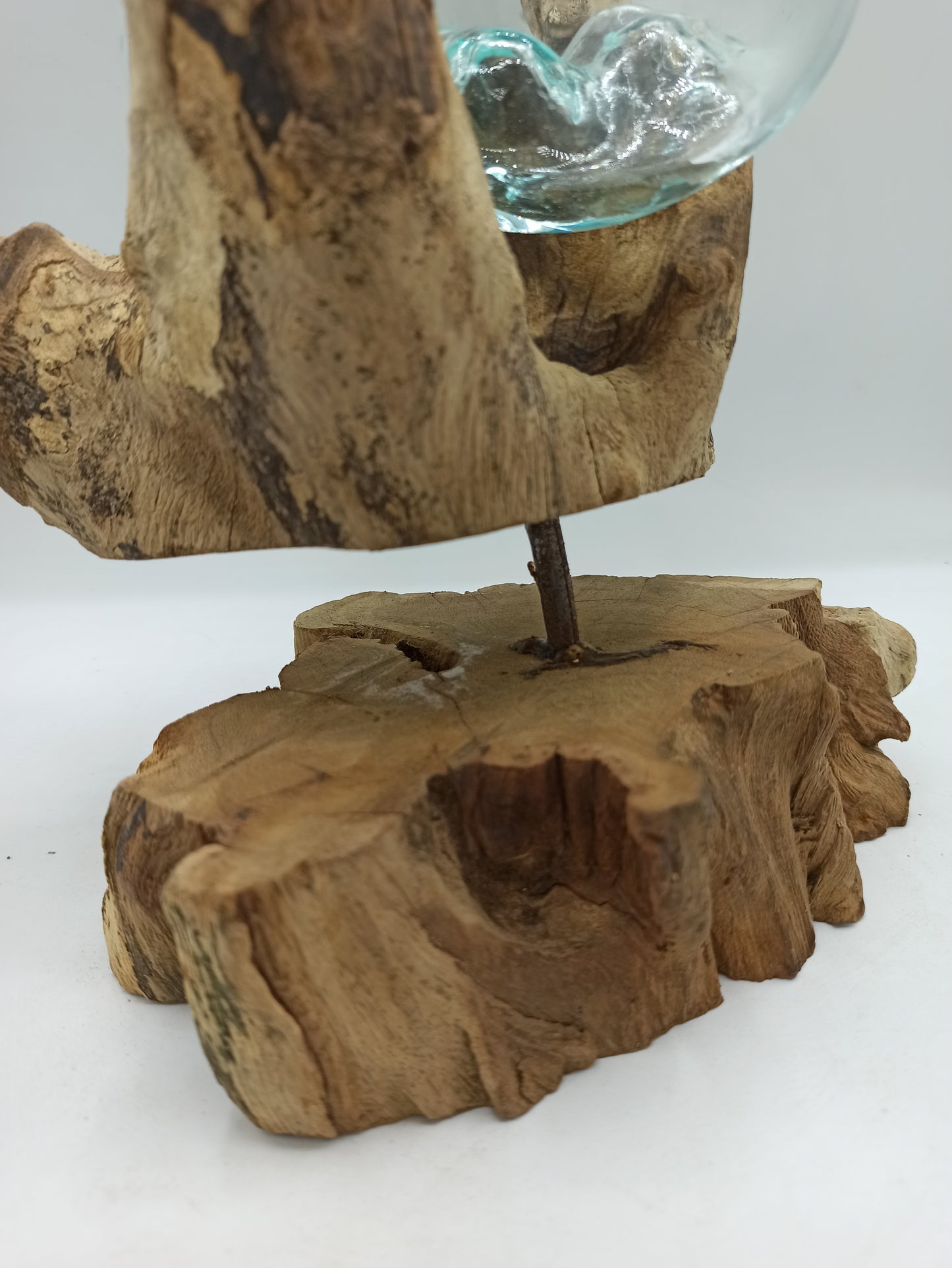 Verre fusionné sur bois avec support - Grand bol