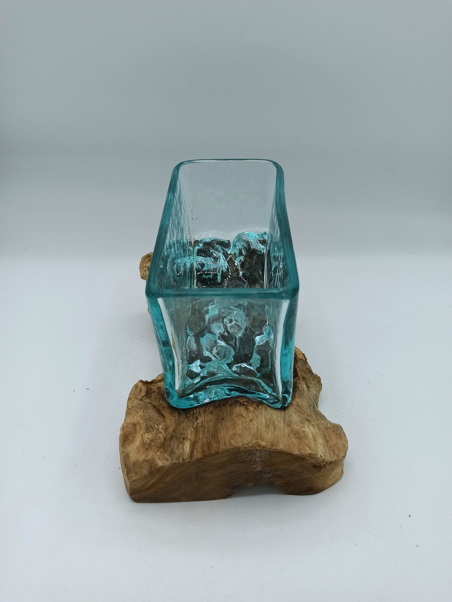 Cuve en verre fusionné sur bois avec support - Bol moyen