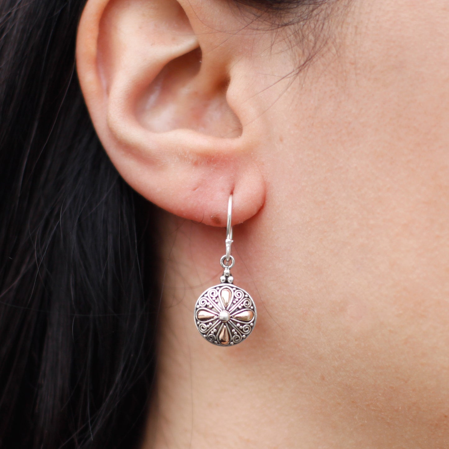 Boucles d'oreilles en argent et or - Rondes classiques