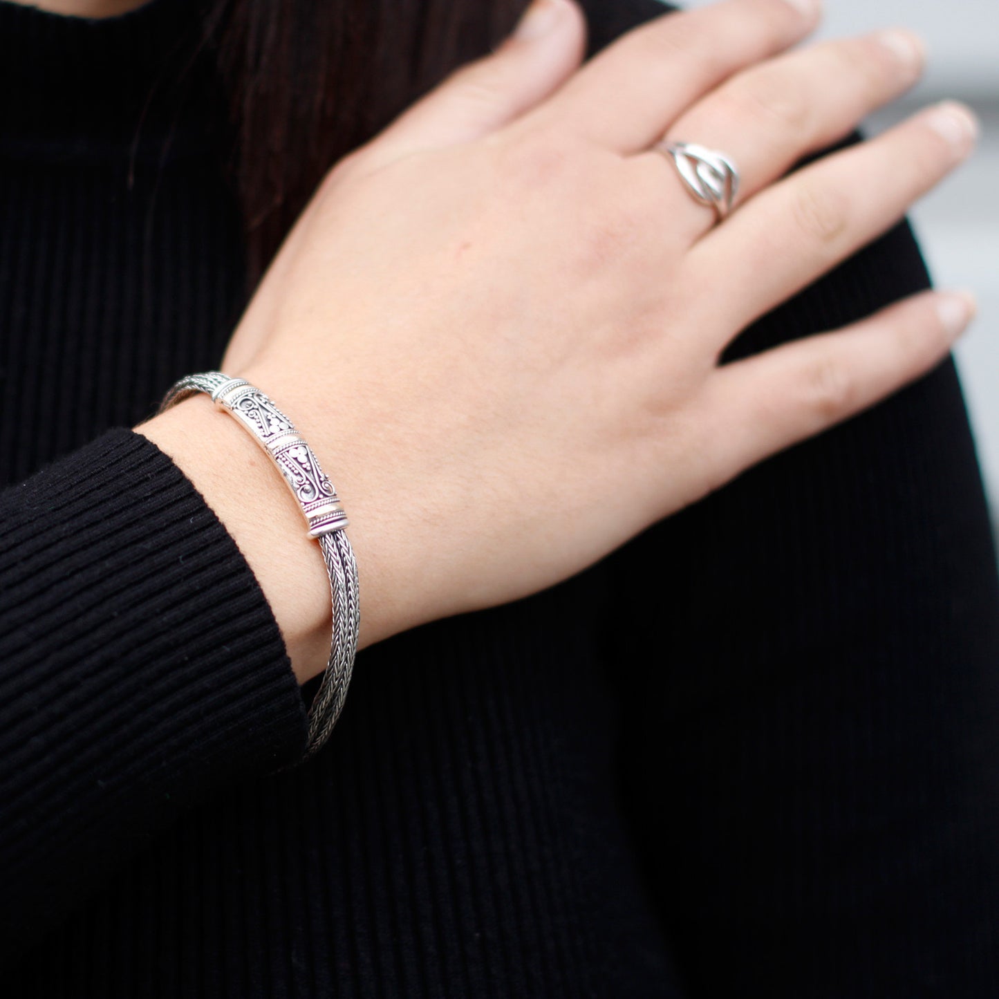 Bracelet double chaîne unisexe en argent et or