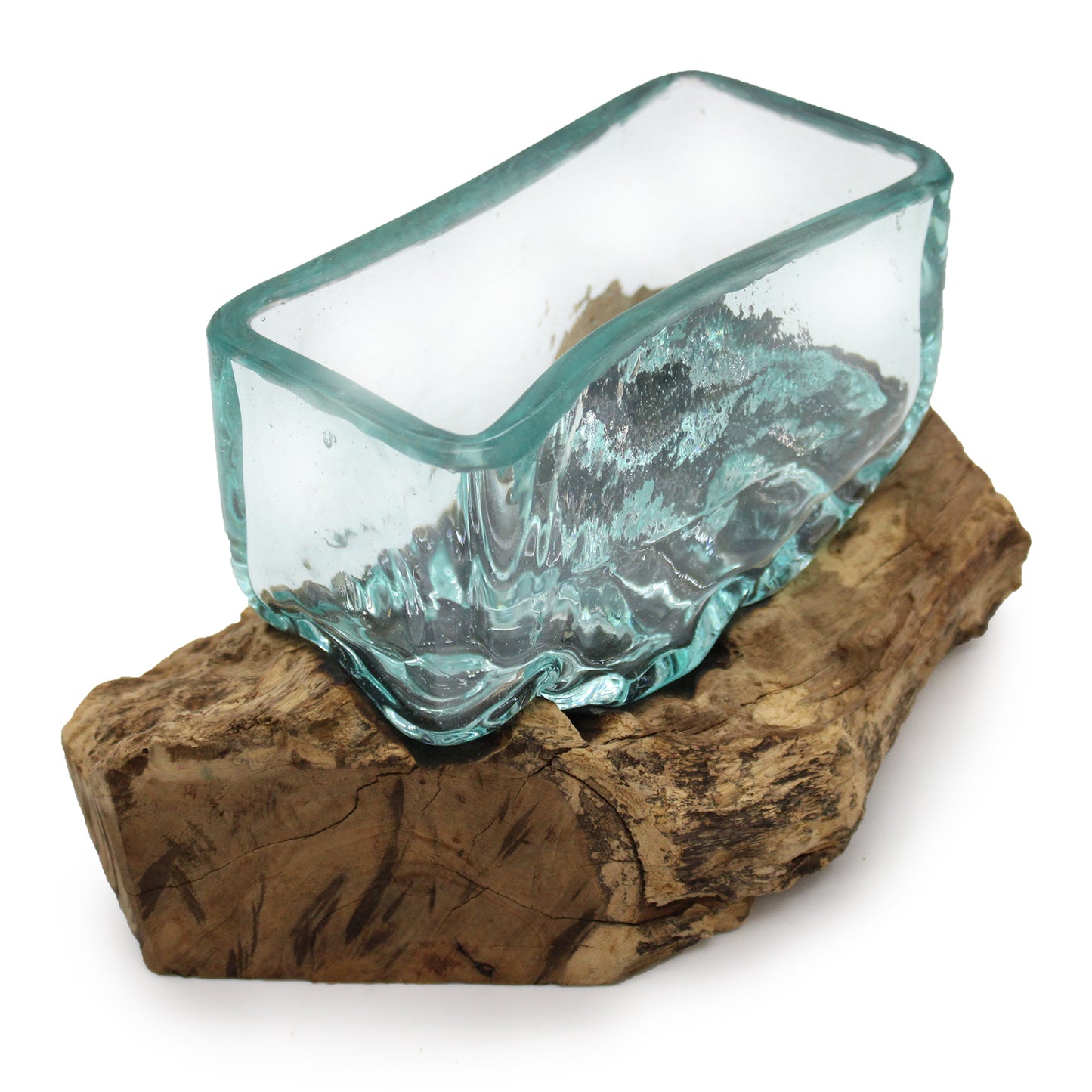 Cuve en verre fusionné sur bois avec support - Bol moyen