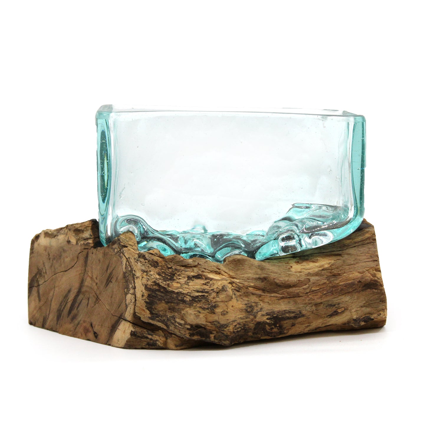 Cuve en verre fusionné sur bois avec support - Bol moyen