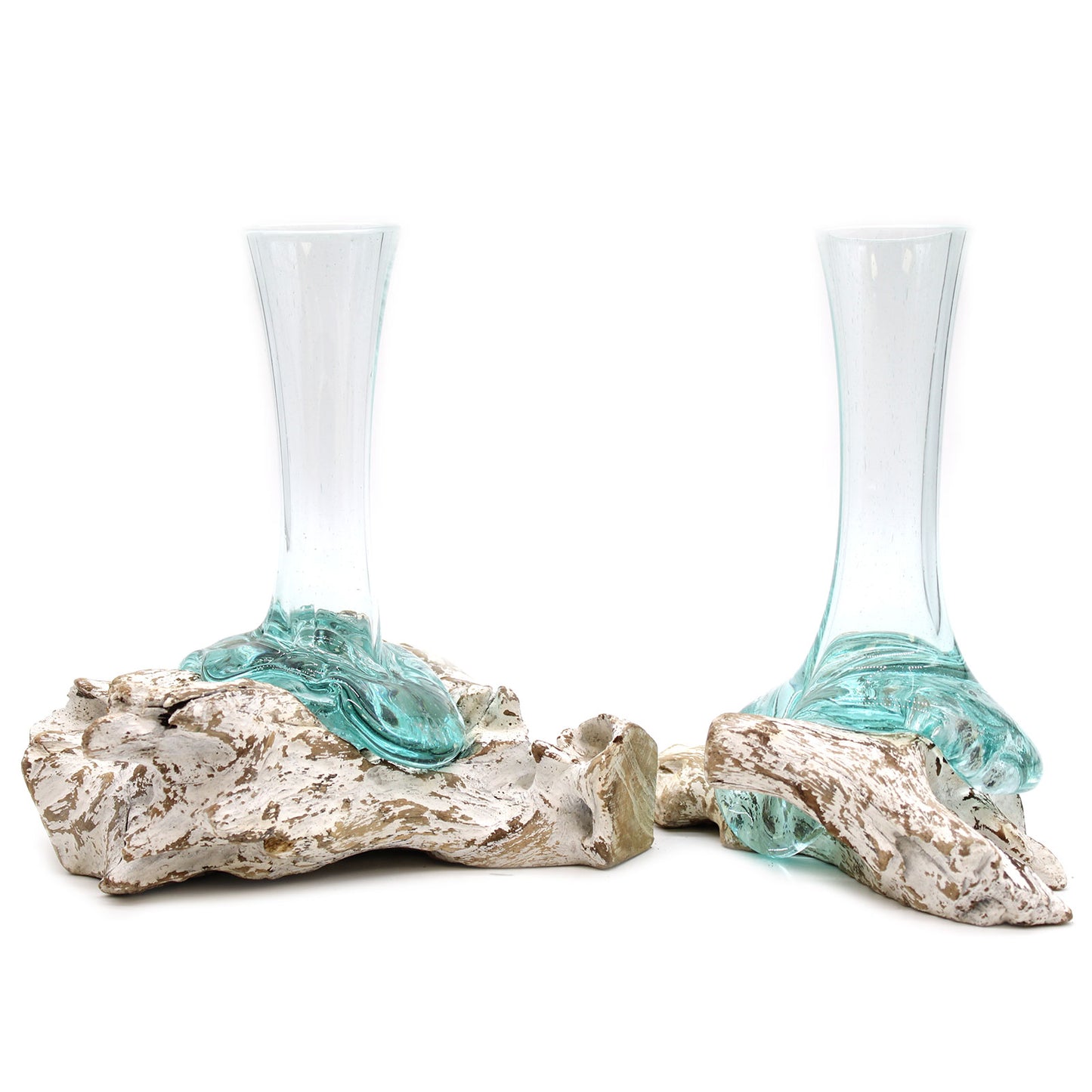 Verre fusionné sur bois blanchi - Vase - Moyen