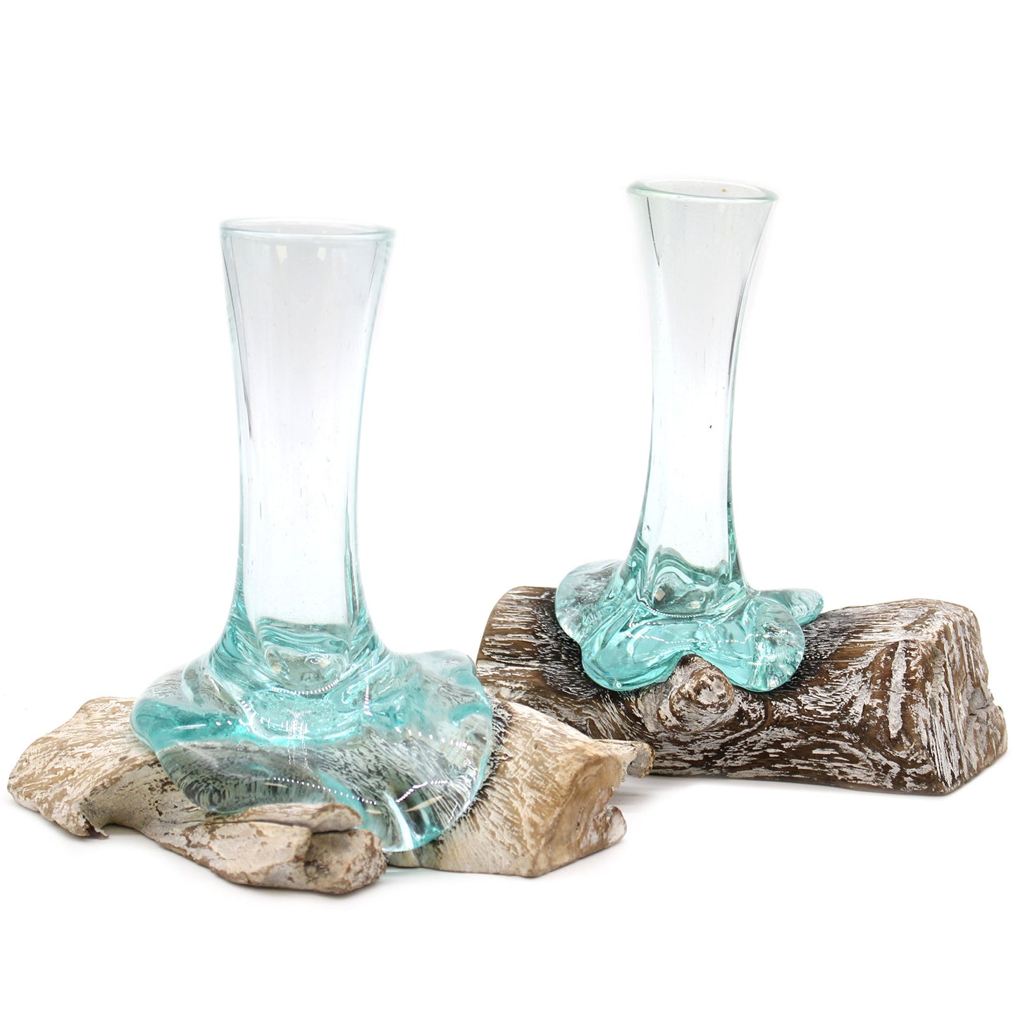 Vase en verre fusionné sur bois blanchi - Petit