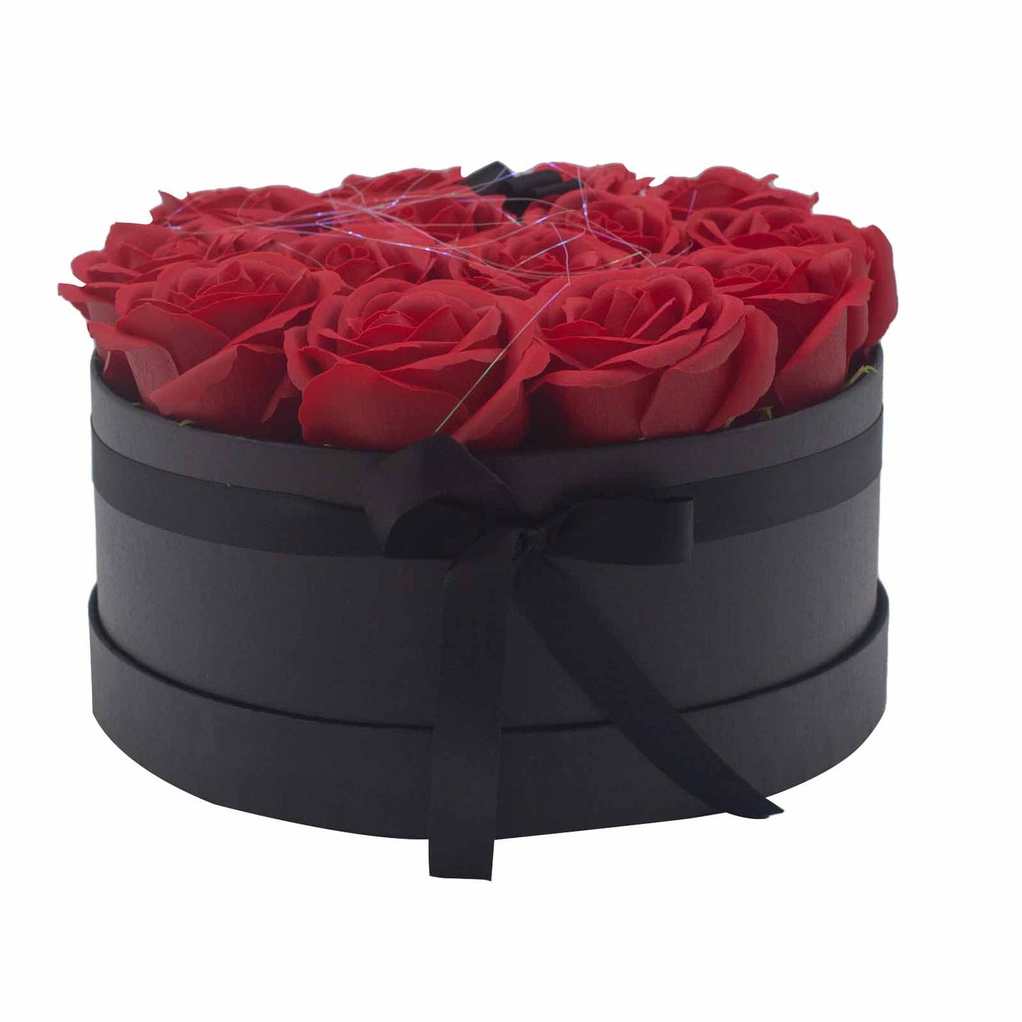 Coffret cadeau - Fleur de savon 14 roses rouges - Rond