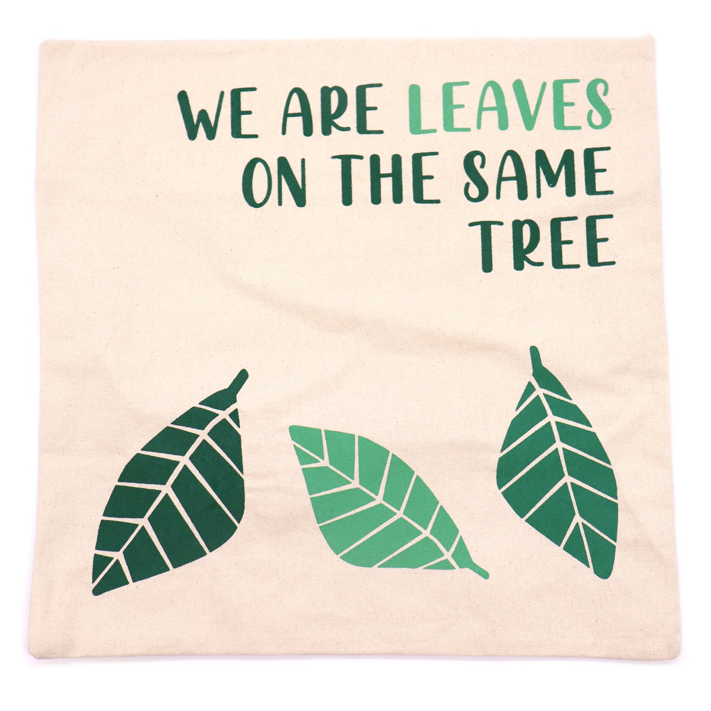 Housse de coussin en coton imprimé - We Are Leaves - Jaune, bleu et naturel