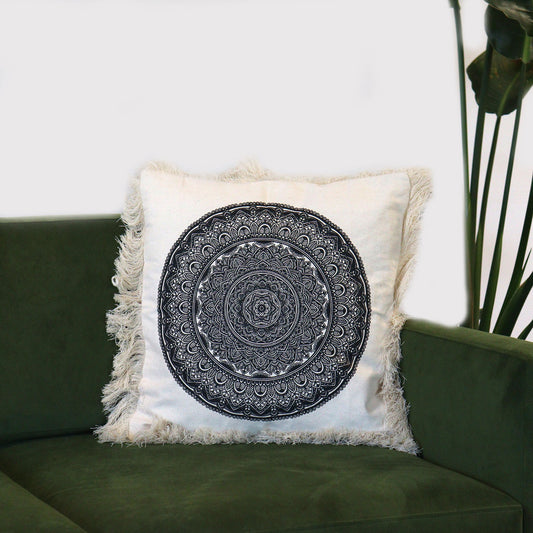 Coussin Mandala Traditionnel - 45x45cm - Noir