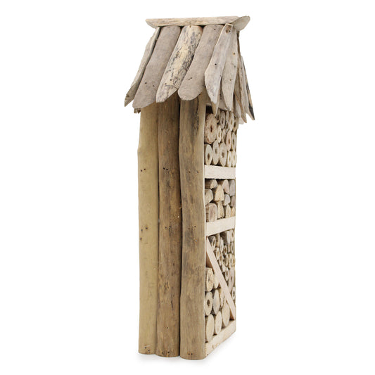 Abri pour insectes et abeilles en bois flotté - Maison à deux étages