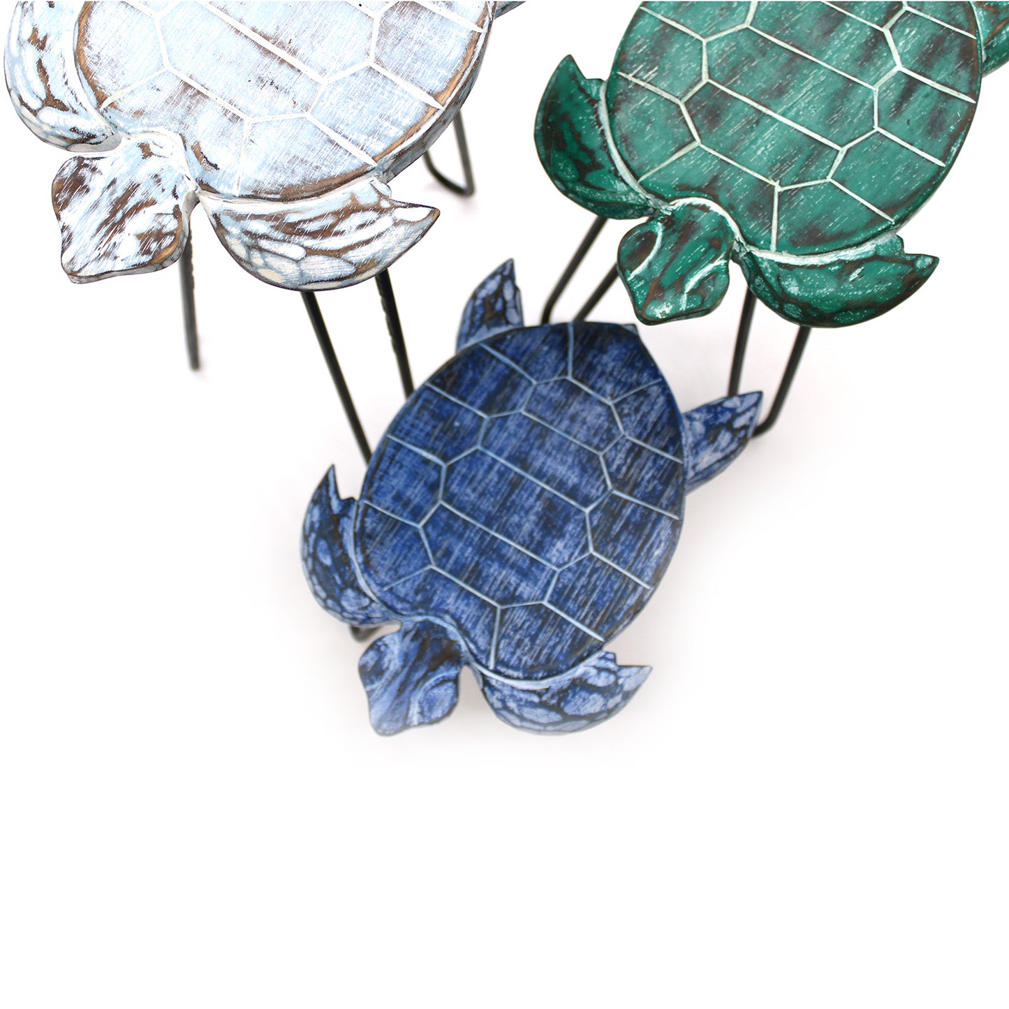 Lot de 3 jardinières en bois d'Albasia - Tortues