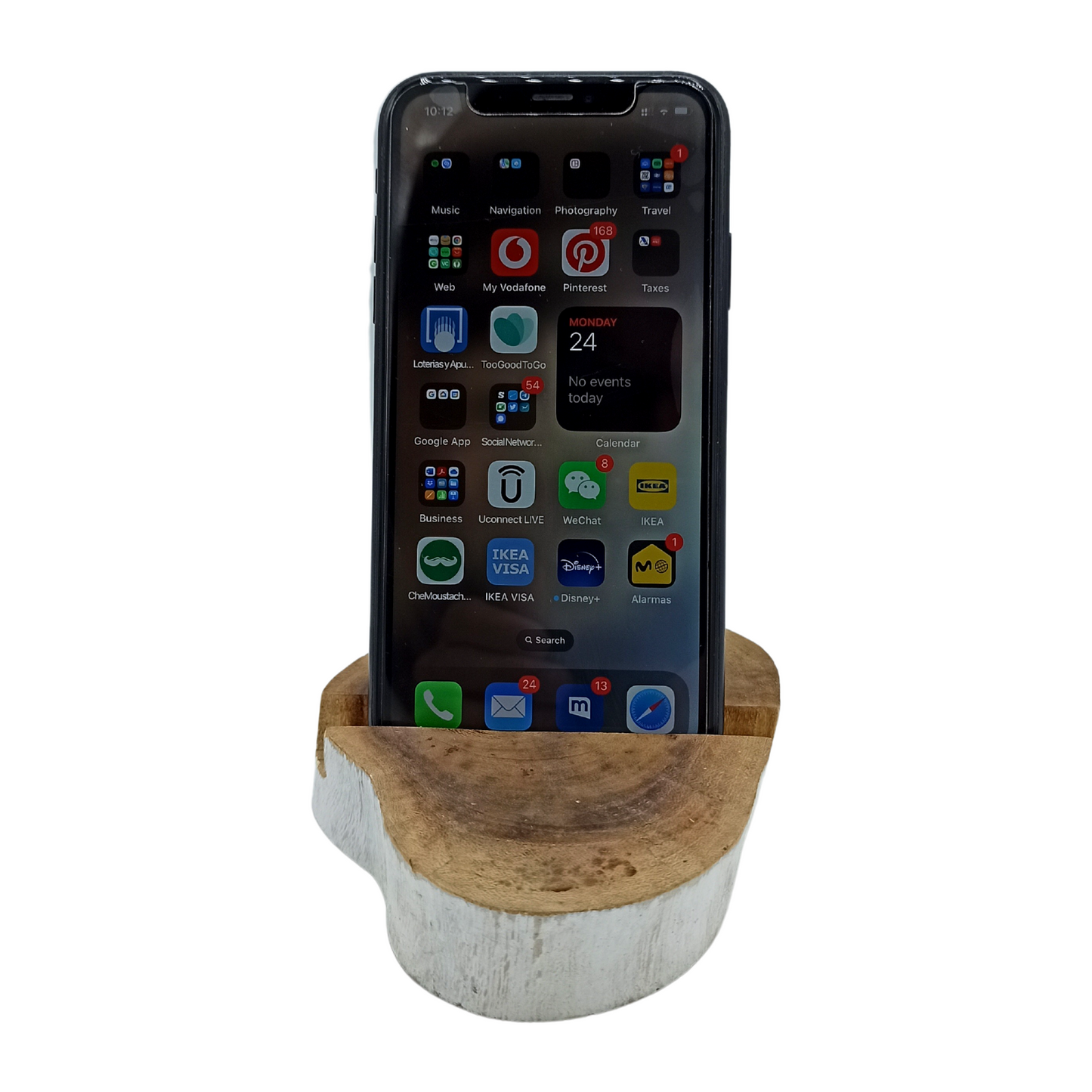 Support de téléphone en bois Gamal Lrg - Blanchi à la chaux