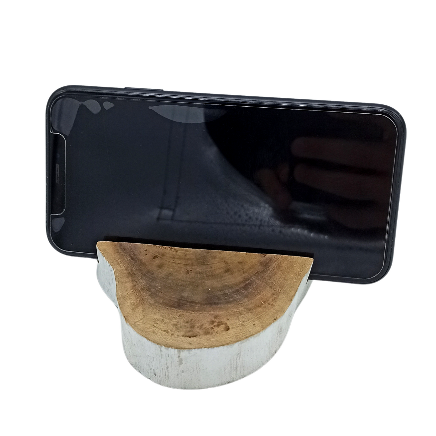 Support de téléphone en bois Gamal Lrg - Blanchi à la chaux