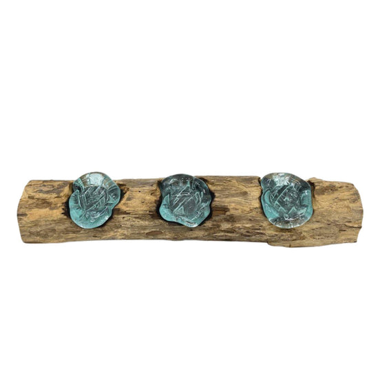 Bougeoir triple plat en verre Molton sur bois