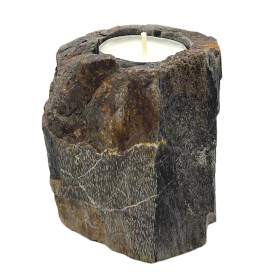 Bougeoir en bois pétrifié - Simple et bas