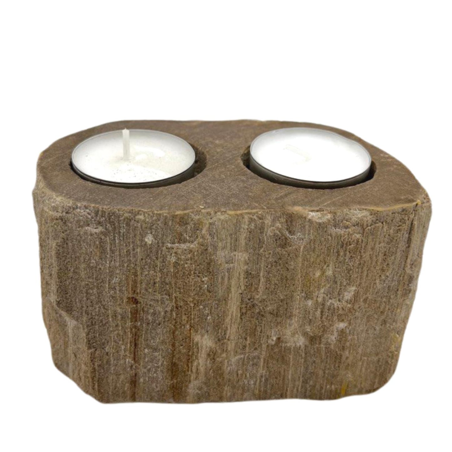 Bougeoir en bois pétrifié - Double