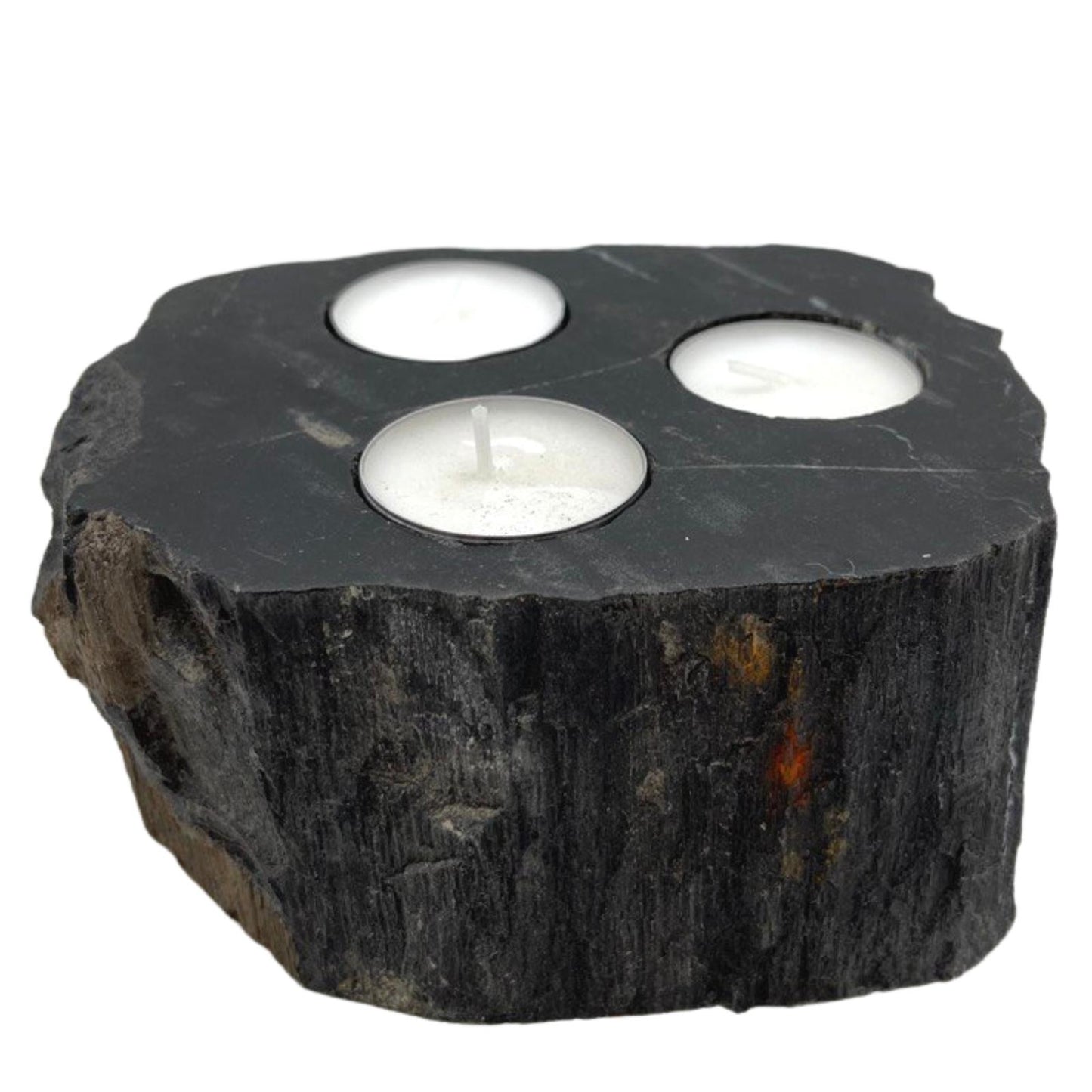 Bougeoir en bois pétrifié - Triple