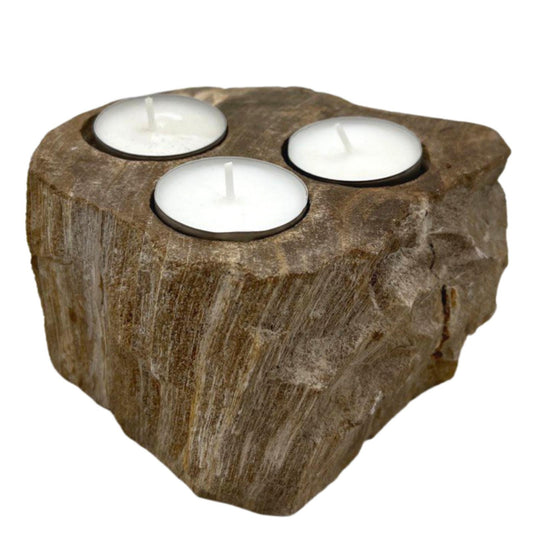 Bougeoir en bois pétrifié - Triple