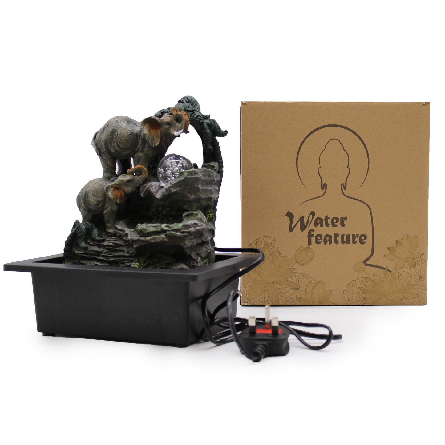 Fontaine à eau de table - 30 cm - Famille d'éléphants