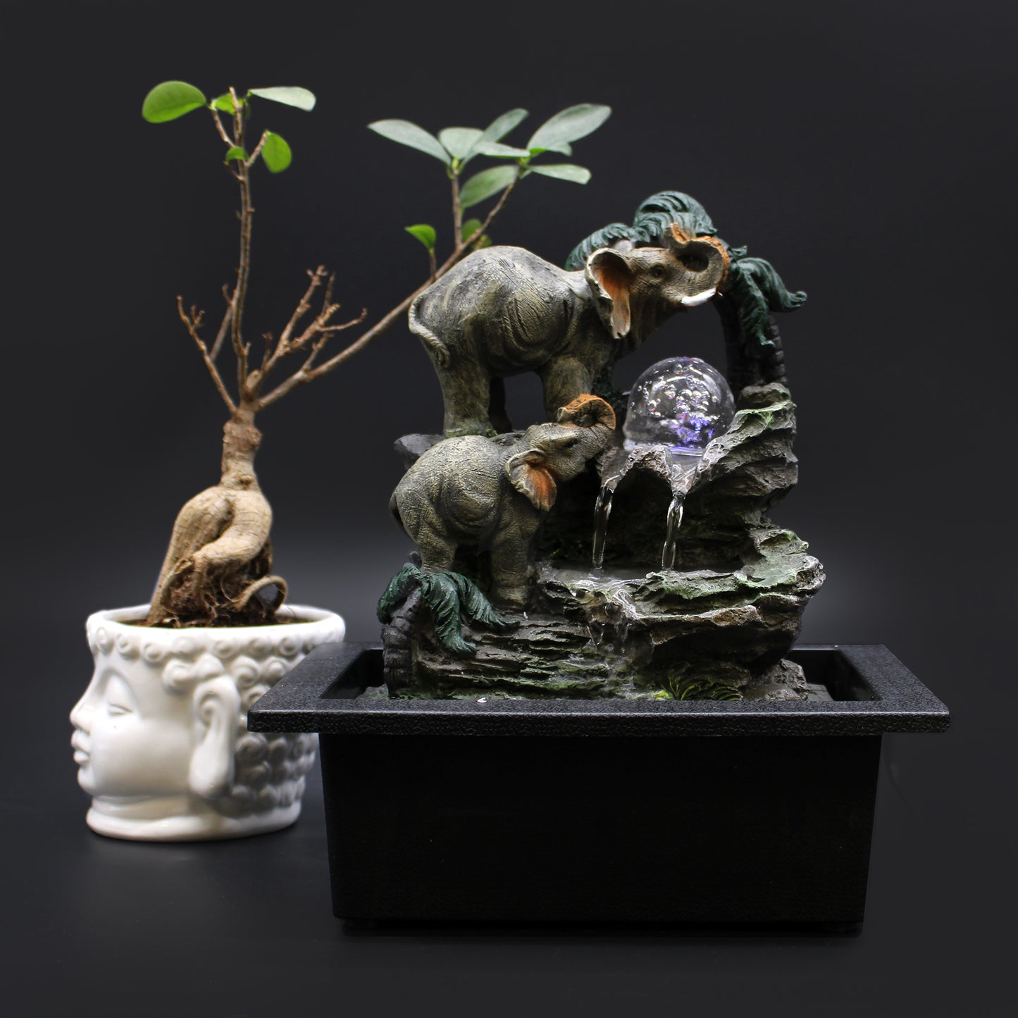 Fontaine à eau de table - 30 cm - Famille d'éléphants