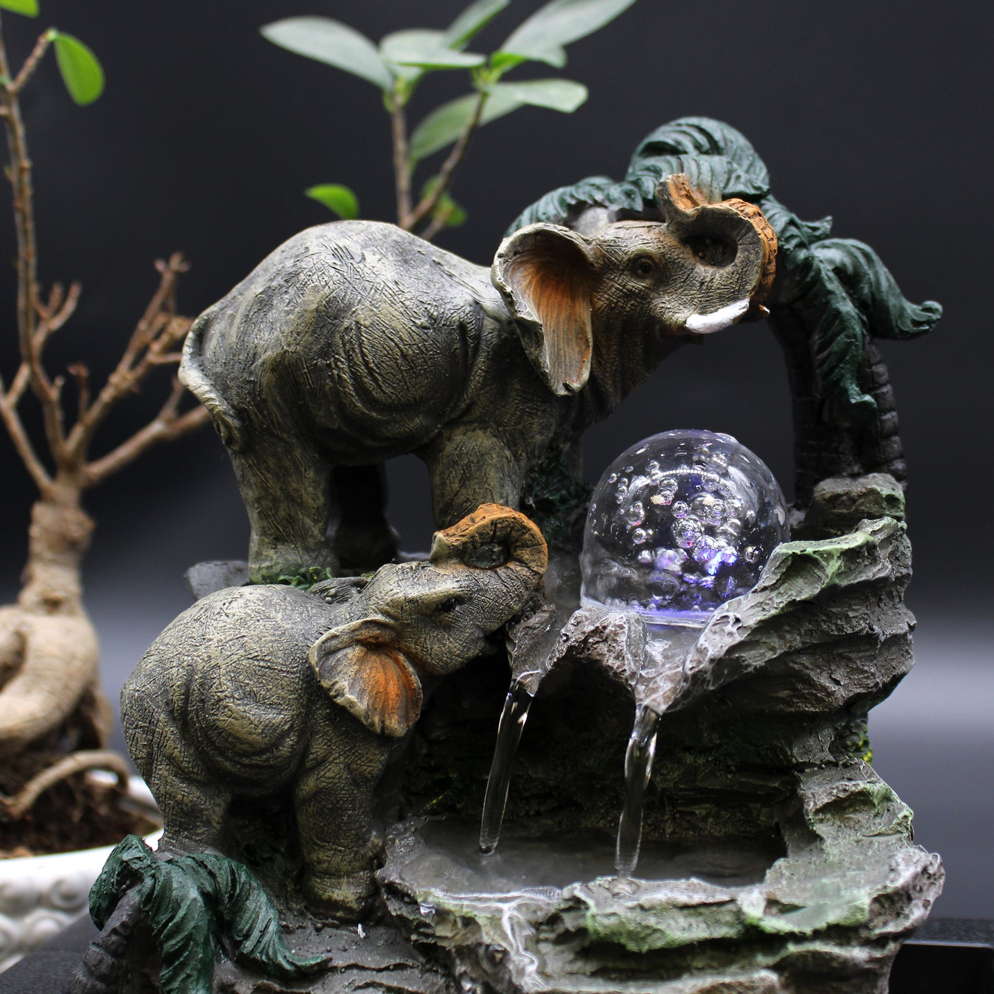 Fontaine à eau de table - 30 cm - Famille d'éléphants