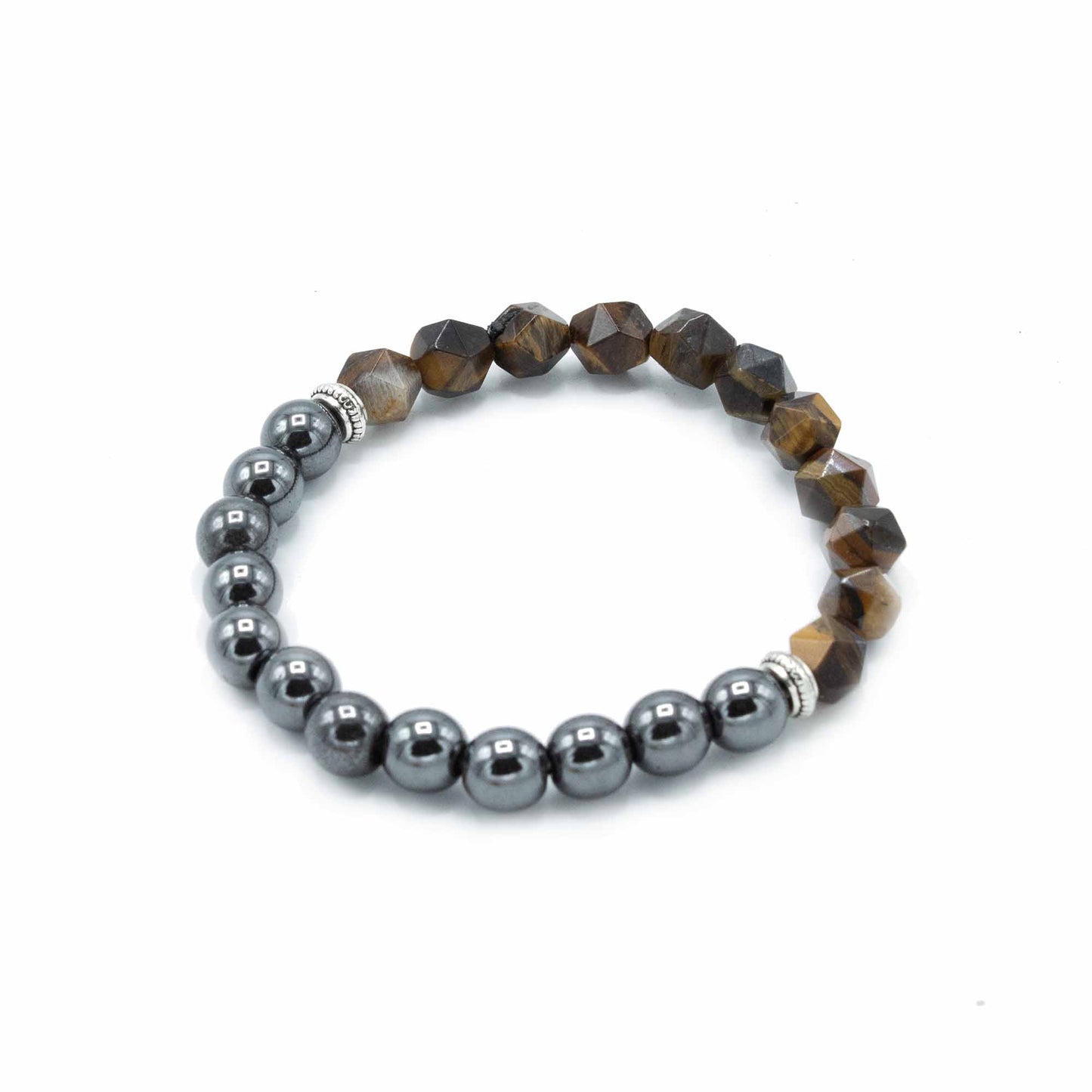 Bracelet en pierres précieuses sculptées - Œil de tigre magnétique