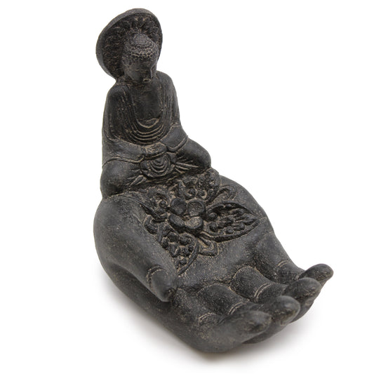 Brûleur d'encens Bouddha et main (noir)