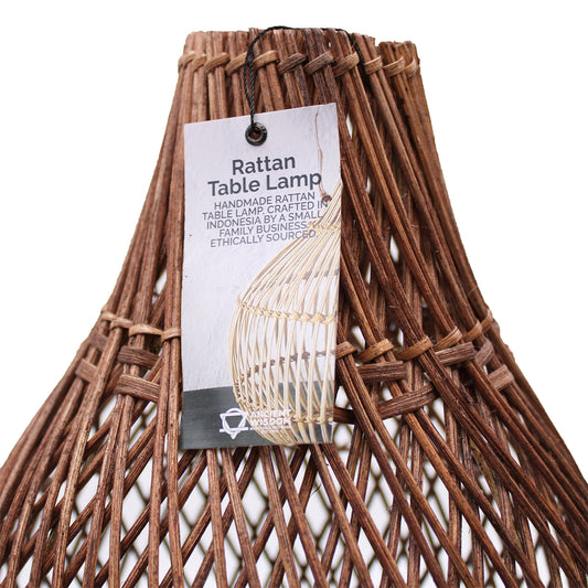 Lampe de table en rotin - Marron foncé