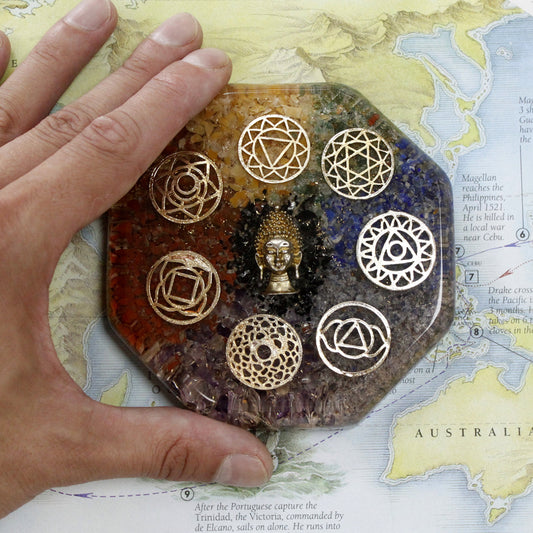 Orgonite de bureau - Cuivre avec motif 4 arbres - Grand