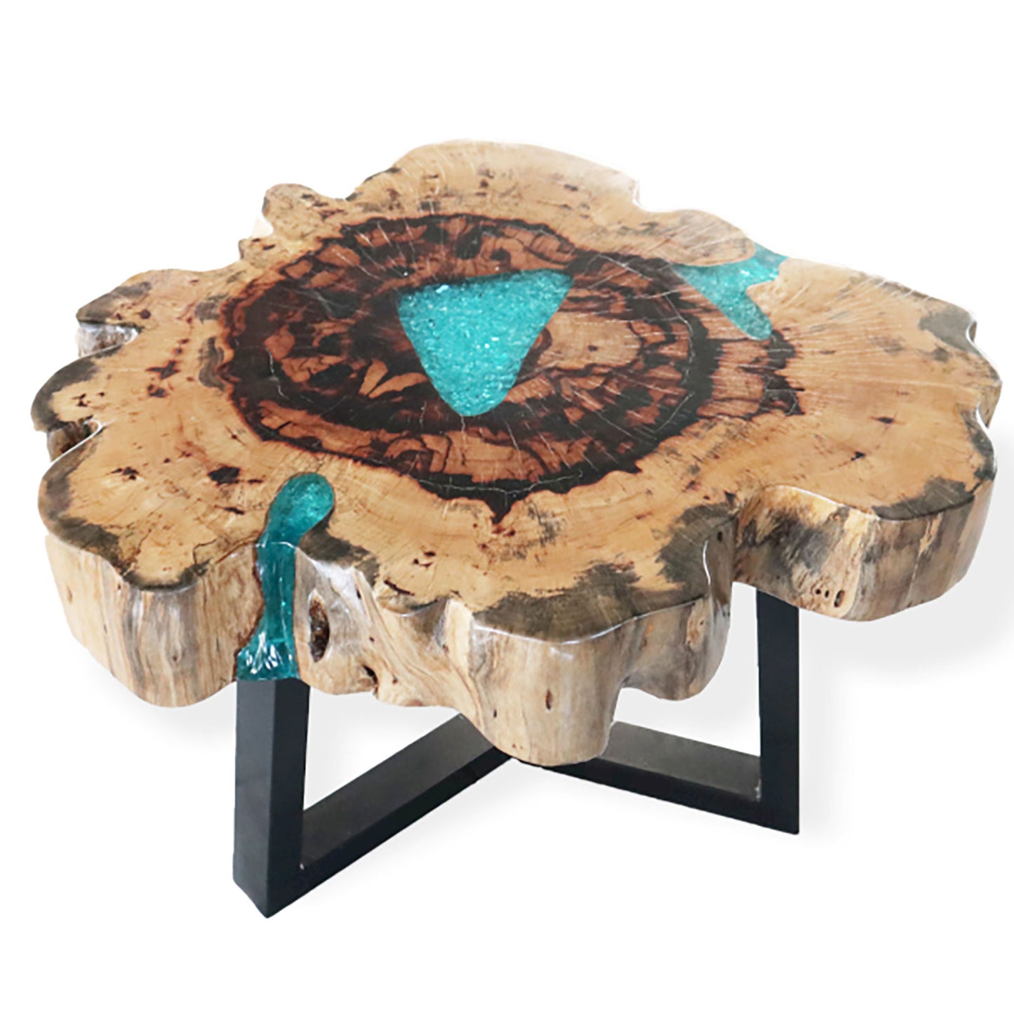Table basse en tamarin et résine - Eau