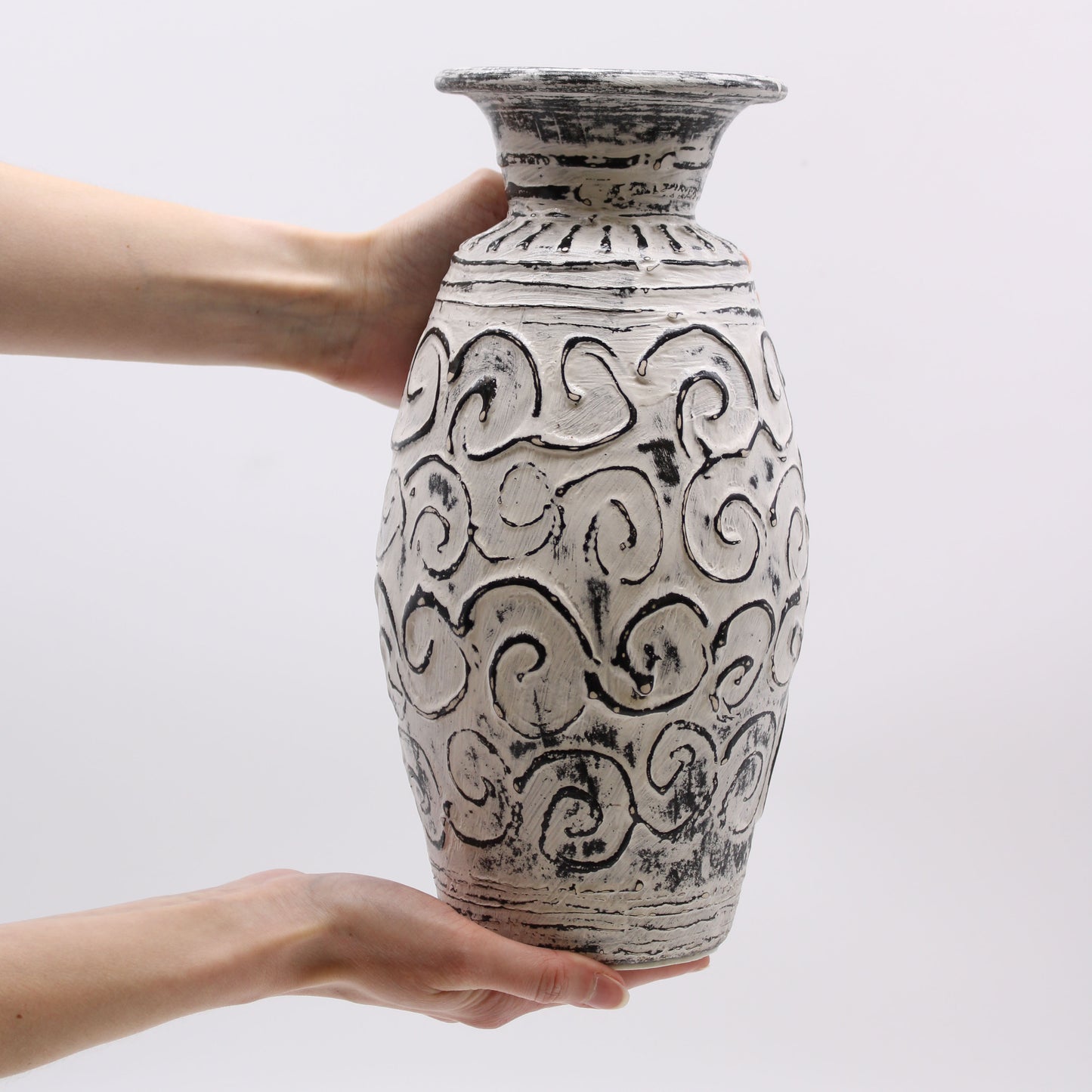 Vase en céramique à motif tourbillonnant - Crème