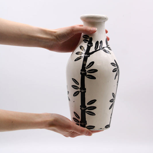 Vase en céramique à motif bambou - Naturel