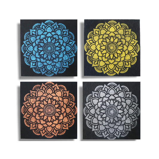 Lot de 4 détails en brocart mandala 30 x 30 cm