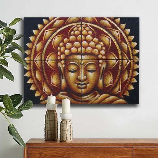 Brocart Mandala Bouddha Doré Détail 30x40cm x 4