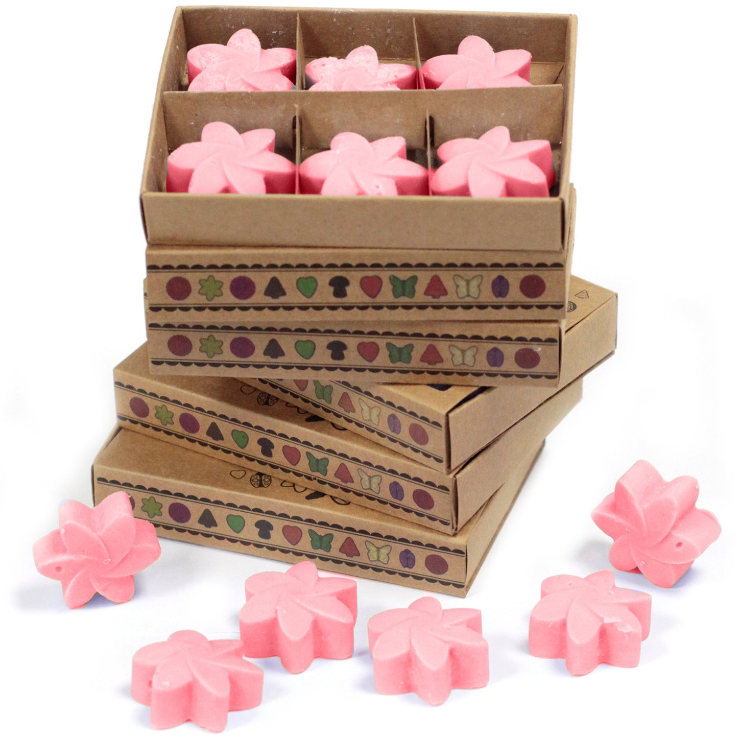 Coffret de 6 fondants à la cire de soja - Rose classique