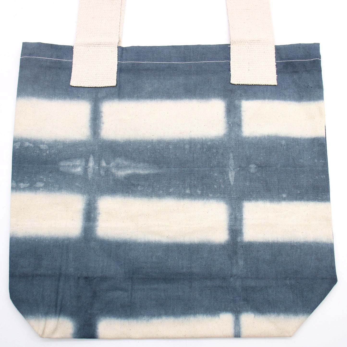 Sac en coton naturel motif « Tie Dye » (220 g) - 38 x 42 x 12 cm - Rectangles gris - Anse naturelle