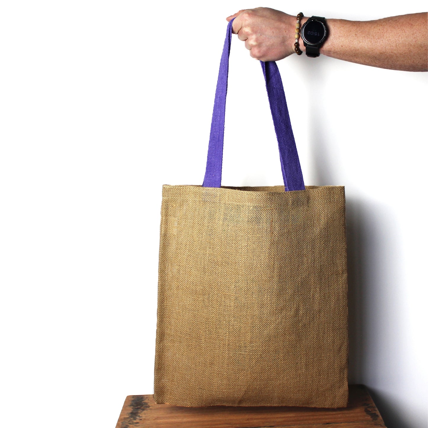 Grand sac en jute - 5 anses colorées