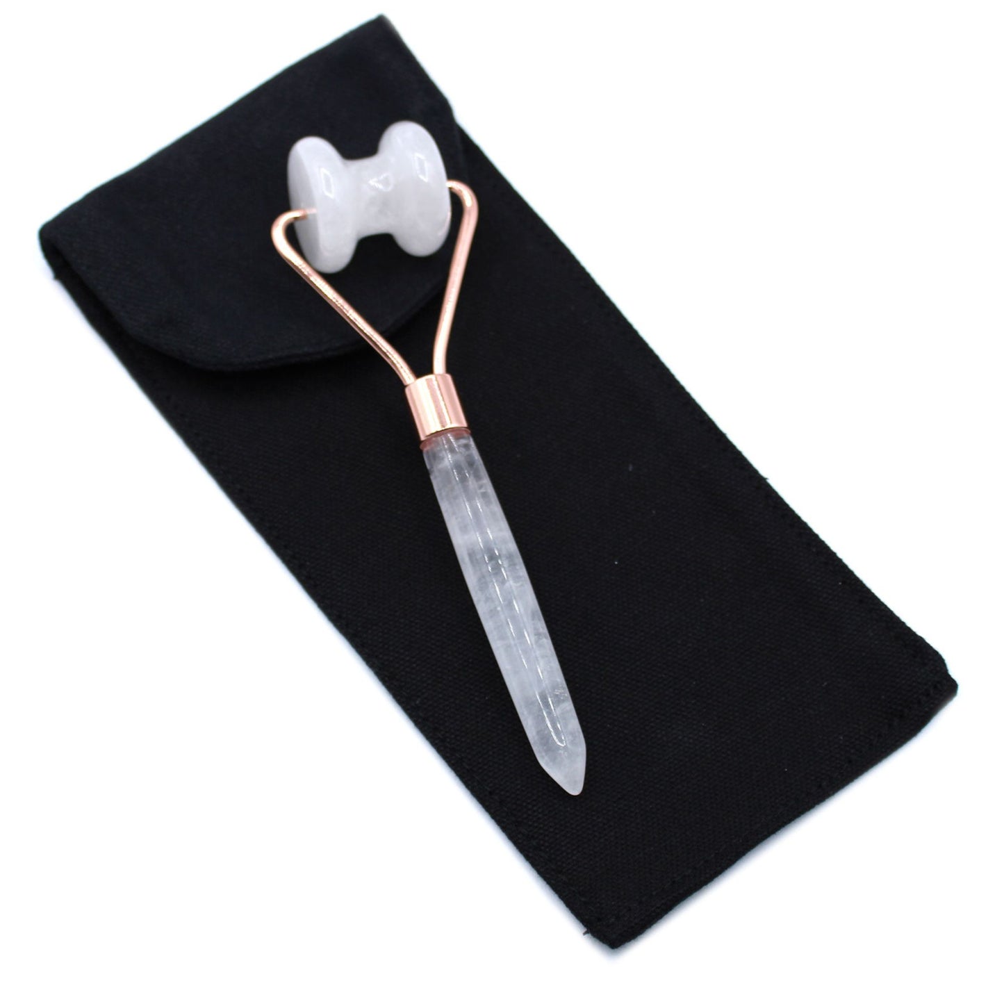 Rouleau facial en pierres précieuses - Quartz rocheux