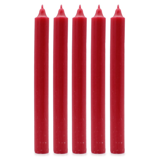 Lot de 10 bougies de table unies en vrac - Rouge rustique