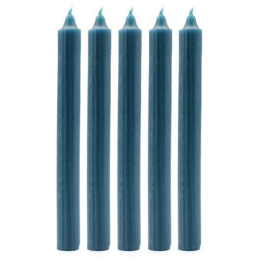 Lot de 10 bougies en vrac de couleur unie - Bleu sarcelle rustique - Paquet de 10