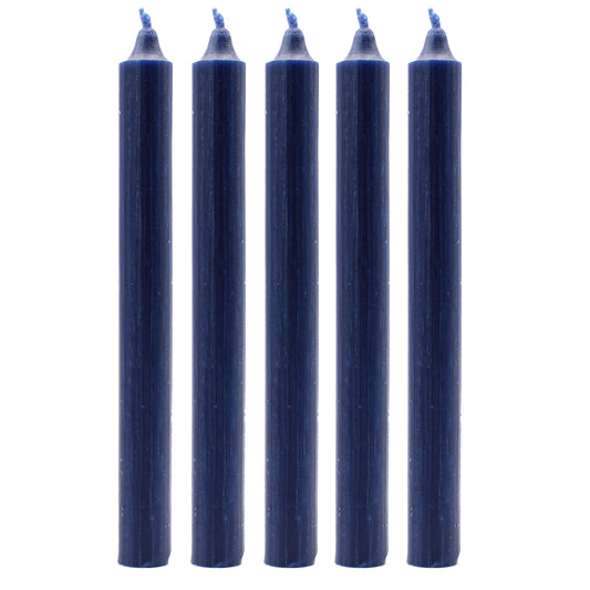 Lot de 10 bougies en vrac de couleur unie - Bleu marine rustique - Lot de 10