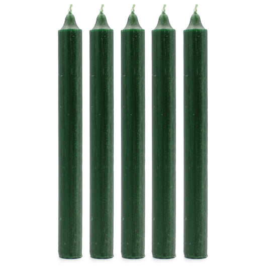 Lot de 10 bougies en vrac de couleur unie – Vert houx rustique – Lot de 10