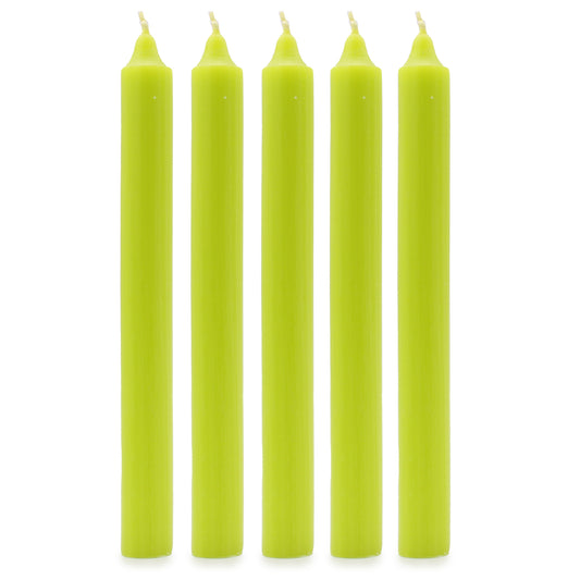 Lot de 10 bougies en vrac de couleur unie – Vert citron rustique – Lot de 10